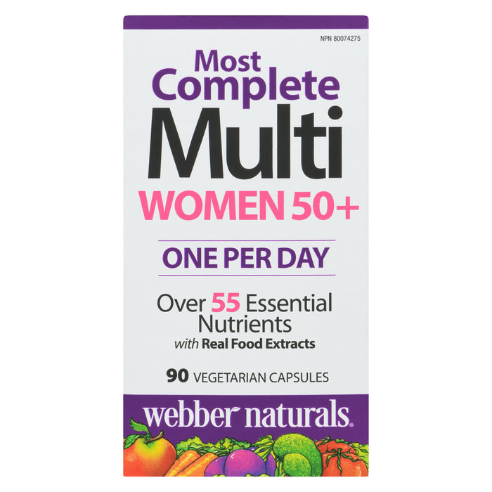 Webber Naturals Multi le Plus Complet pour Femmes 50+ Capsules Végétariennes, Emballage de 90