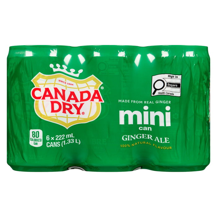 Canada Dry Ginger Ale Mini Can, 6-Pack, 222 ml