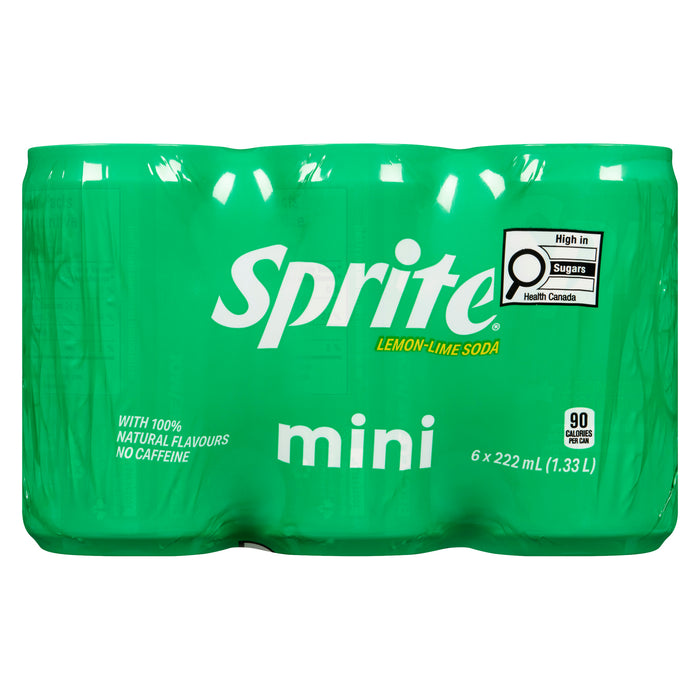 Sprite Soda Citron Lime, Emballage de 6, 222 ml