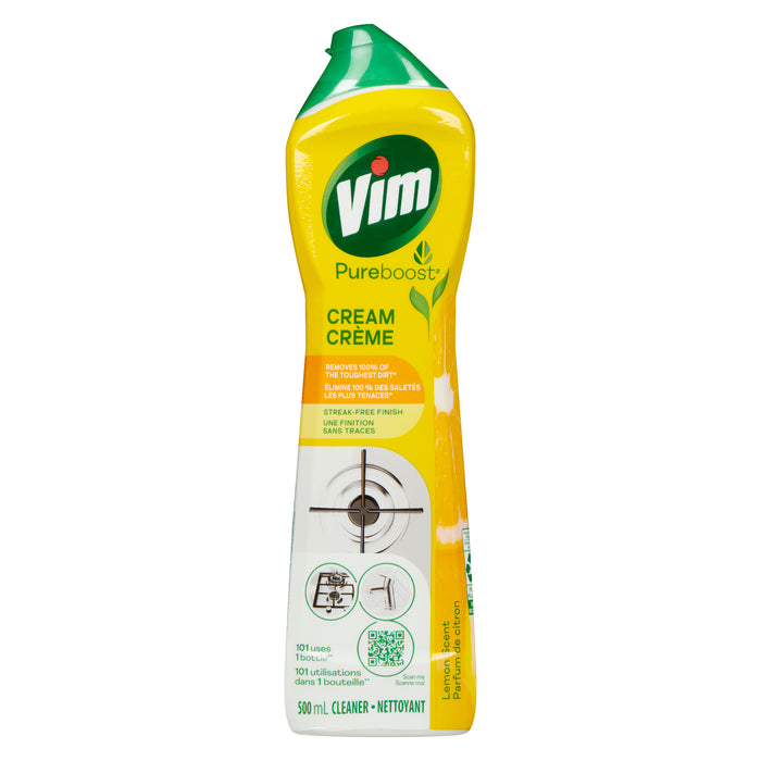 Vim Pureboost Nettoyant Crème Parfum de Citron, 500 ml