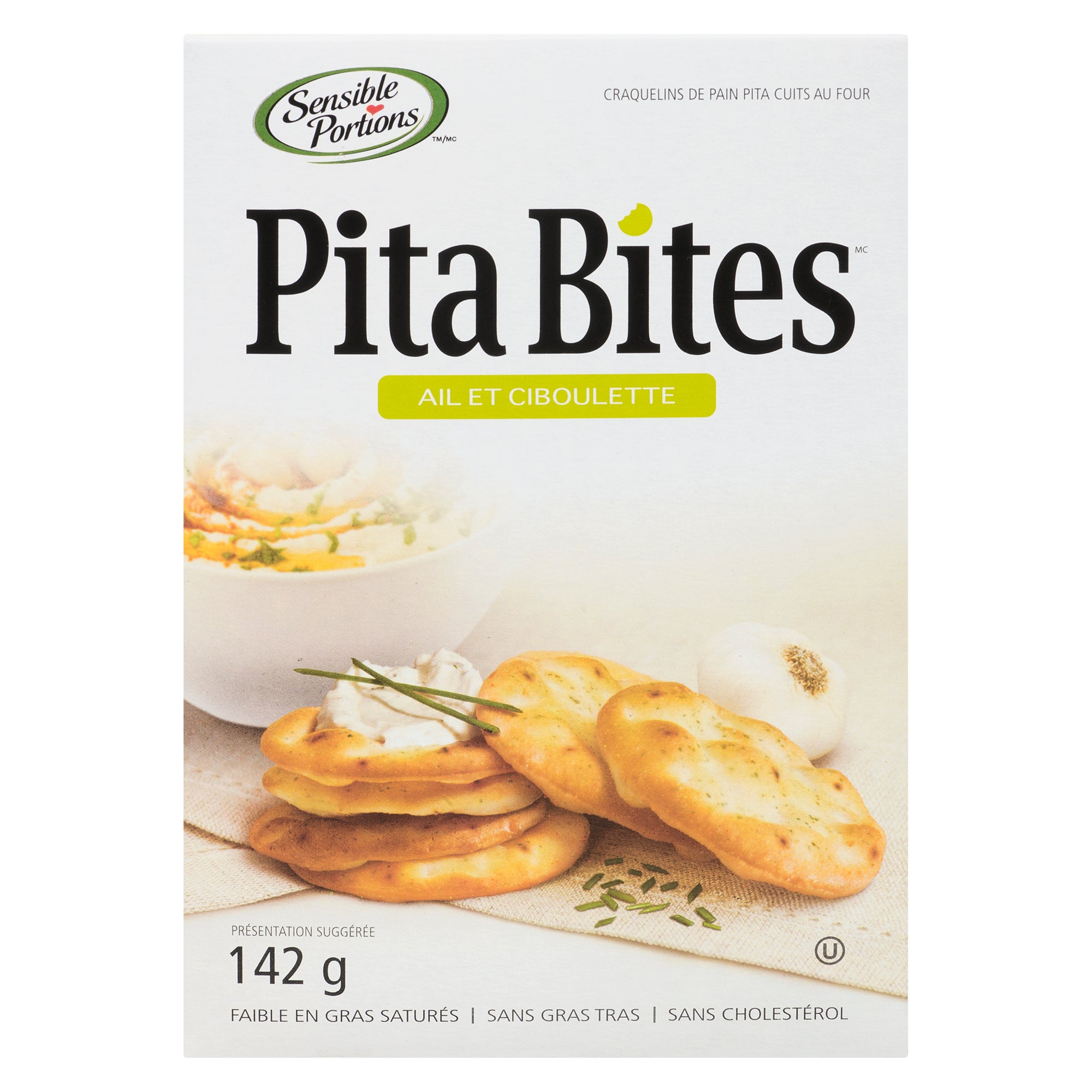 Sensible Portions Garlic and Chive Pita Bites Oven Baked Pita Crackers
