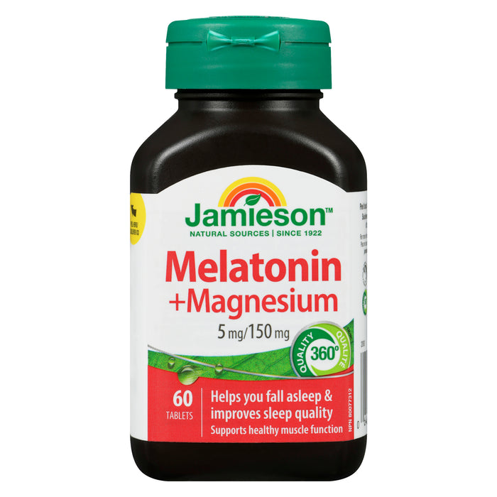 Jamieson Melatonin + Magnesium 5 mg/150 mg, 60-Pack