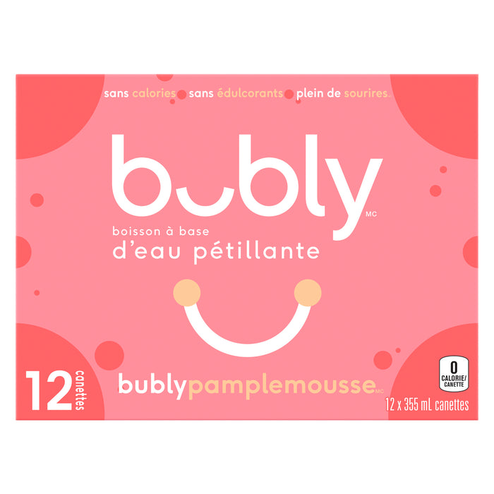 bubly Grapefruit Sparkling Water, Pack of 12, 355-mL