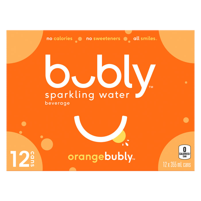 Eau pétillante Bubly orange, emballage de 12, 355 ml