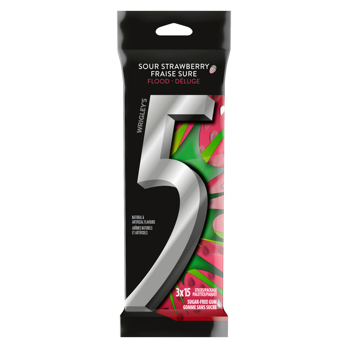 Gomme sans sucre 5 fraise sure - emb. de 3