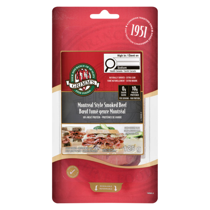 Grimm's Fine Foods Extra Lean Montreal Style Smoked Beef, 125-g