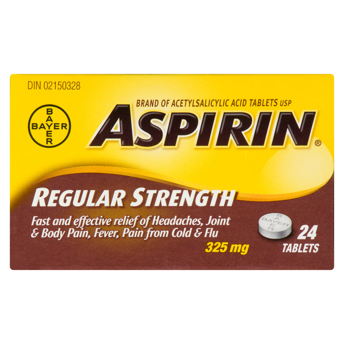 Aspirin comprimés d'acide acétylsalicylique USP concentration régulière, emb. de 24, 325 mg