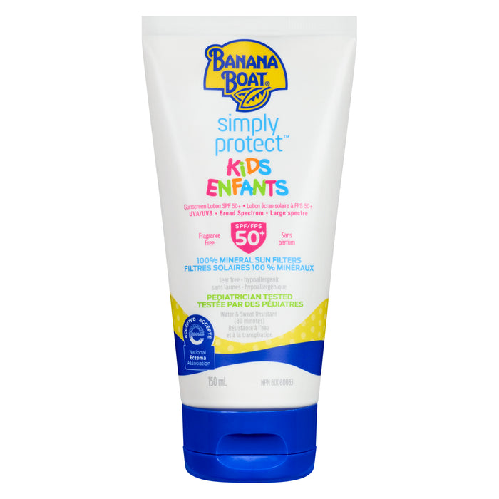 Lotion écran solaire Banana Boat Simply Protect pour enfants FPS 50+ - 150 g