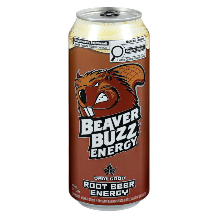 Beaver Buzz Energy Caffeinated Energy Drink Root Beer Energy, 473 ml