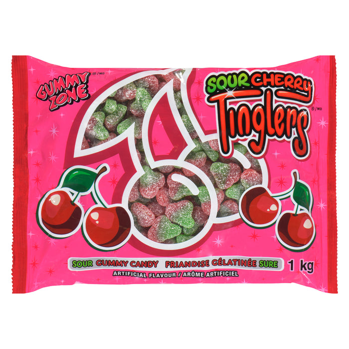 Gummy Zone Sour Cherry Gummy Tinglers Candy - 1kg