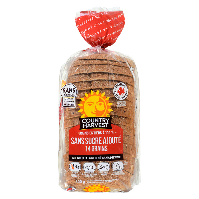 Country Harvest pain sans sucre ajouté 14 grains, 600 g