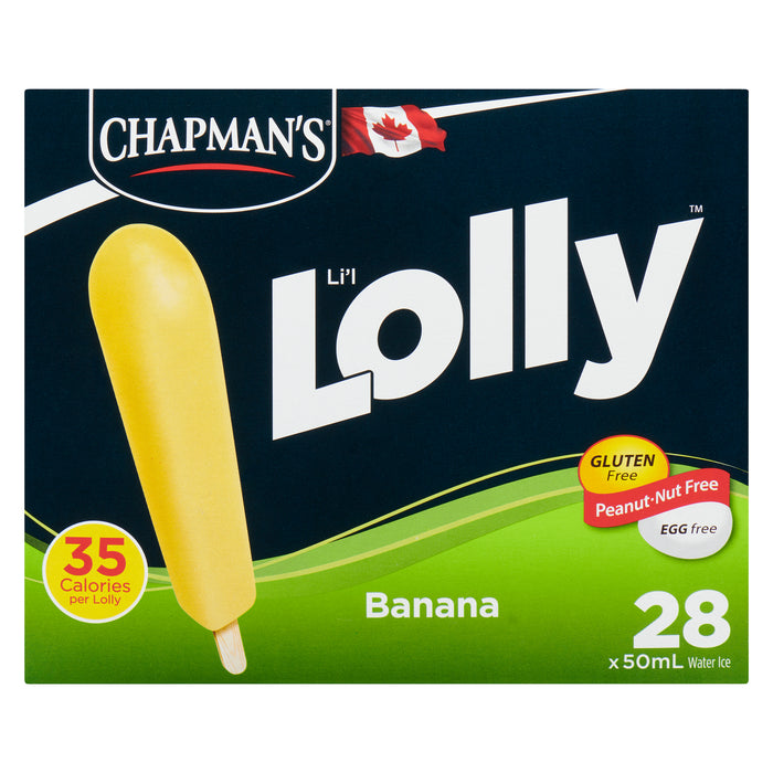 Bâtonnets glacés à la banane Li'l Lolly de Chapman's, emb. de 28 - 50 ml