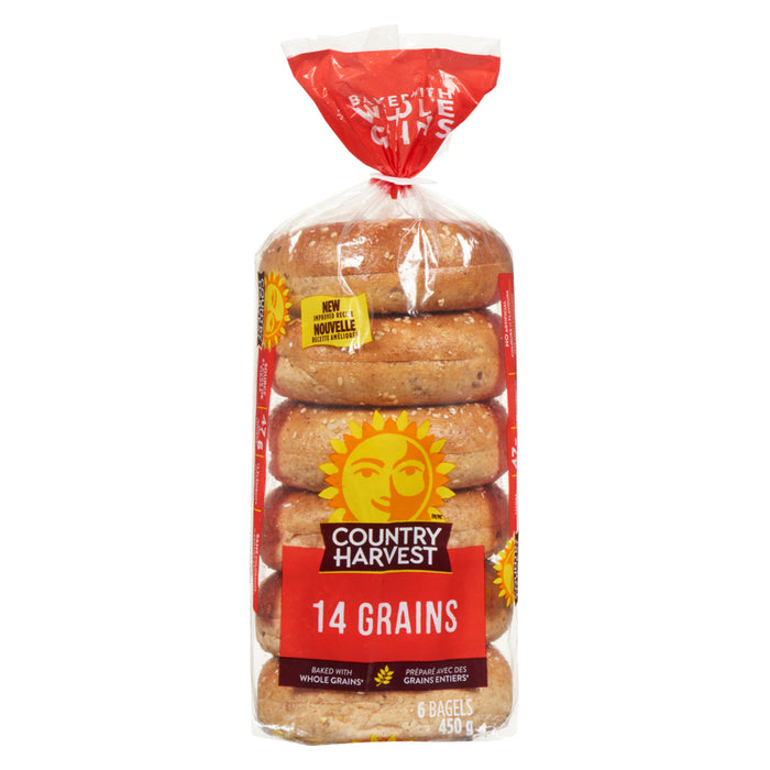 Country Harvest 14 Grains Bagels, 6-Pack, 450 g