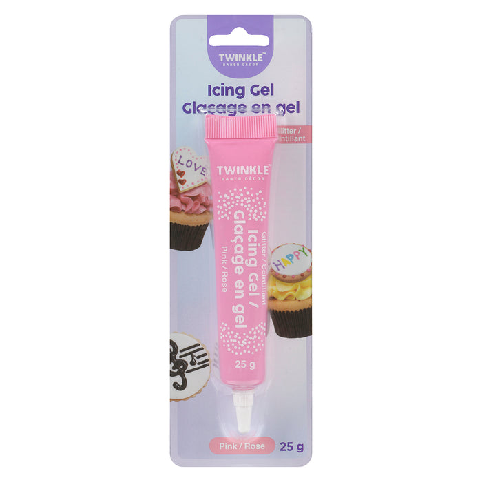 Twinkle Baker Décor Glaçage en Gel Scintillant Rose, 25 g
