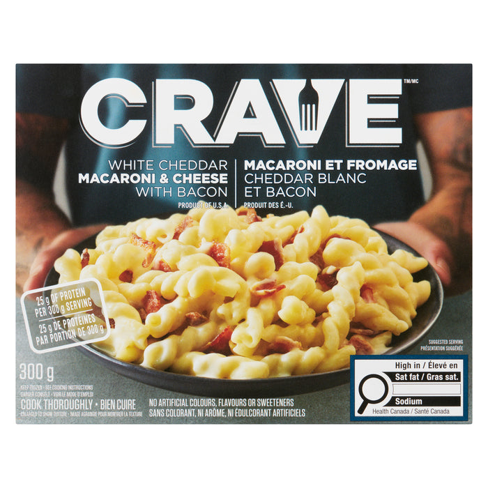 Crave Macaroni et Fromage Cheddar Blanc et Bacon, 300 g