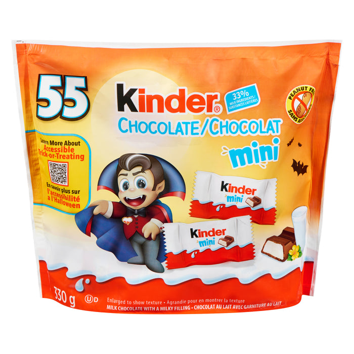 Kinder Chocolat au Lait avec Garniture au Lait Chocolat Mini, 55 Pièces, 330 g