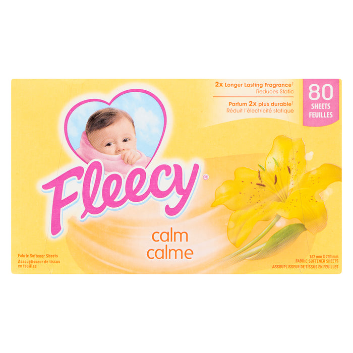 Fleecy Aroma Therapy Calm Fabric Softener Sheets, 80-Pack