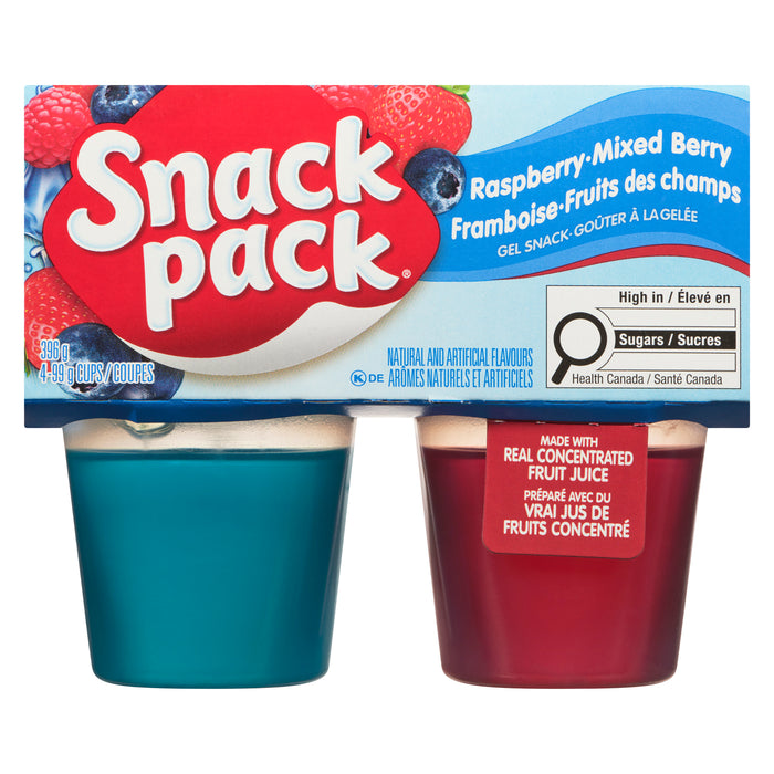 Snack Pack Gel Snack Raspberry-Mixed Berry 4 Cups, 99 g