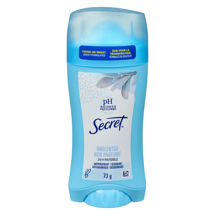 Secret Invisible Solid Unscented pH Balanced Antiperspirant Deodorant - 73g