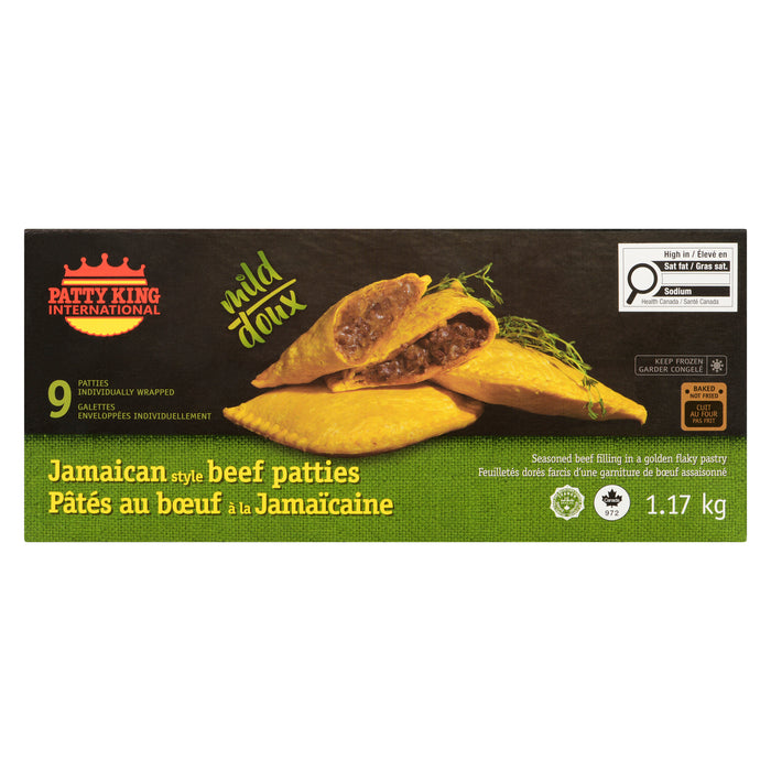 Patty King International Pâtés au Bœuf à la Jamaïcaine, Doux, emb. de 9, 1.17 kg