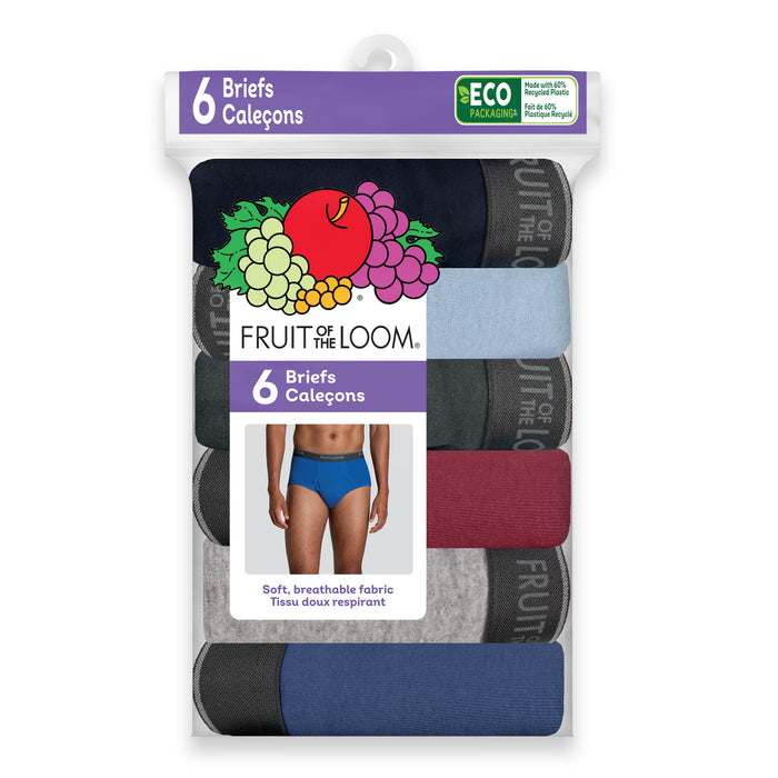 Fruit of the Loom Men's Mid-Rise Briefs, Large, 6-Pack