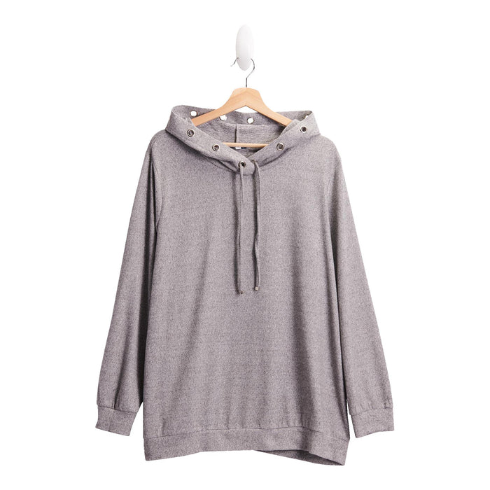 mySTYLE Women's Plus Hooded Sweater Knit Top with Grommets