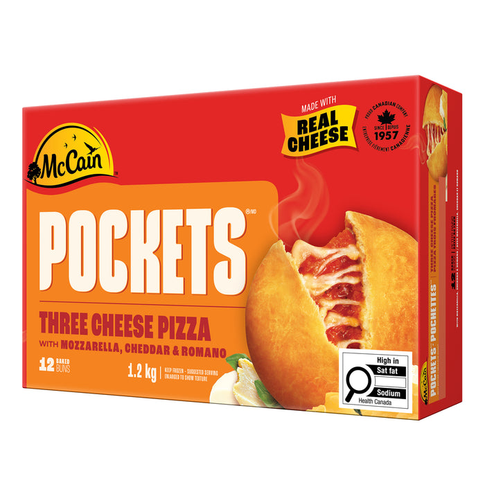 Pizza Pochettes aux trois fromages McCain, emb. de 12, 100 g