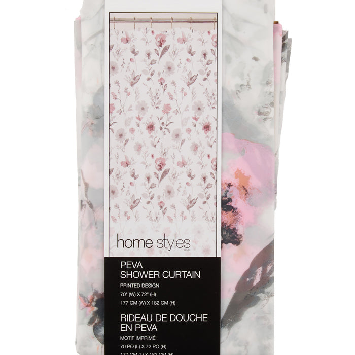 HomeStyles Printed PEVA Shower Curtain, 70-in x 72-in.