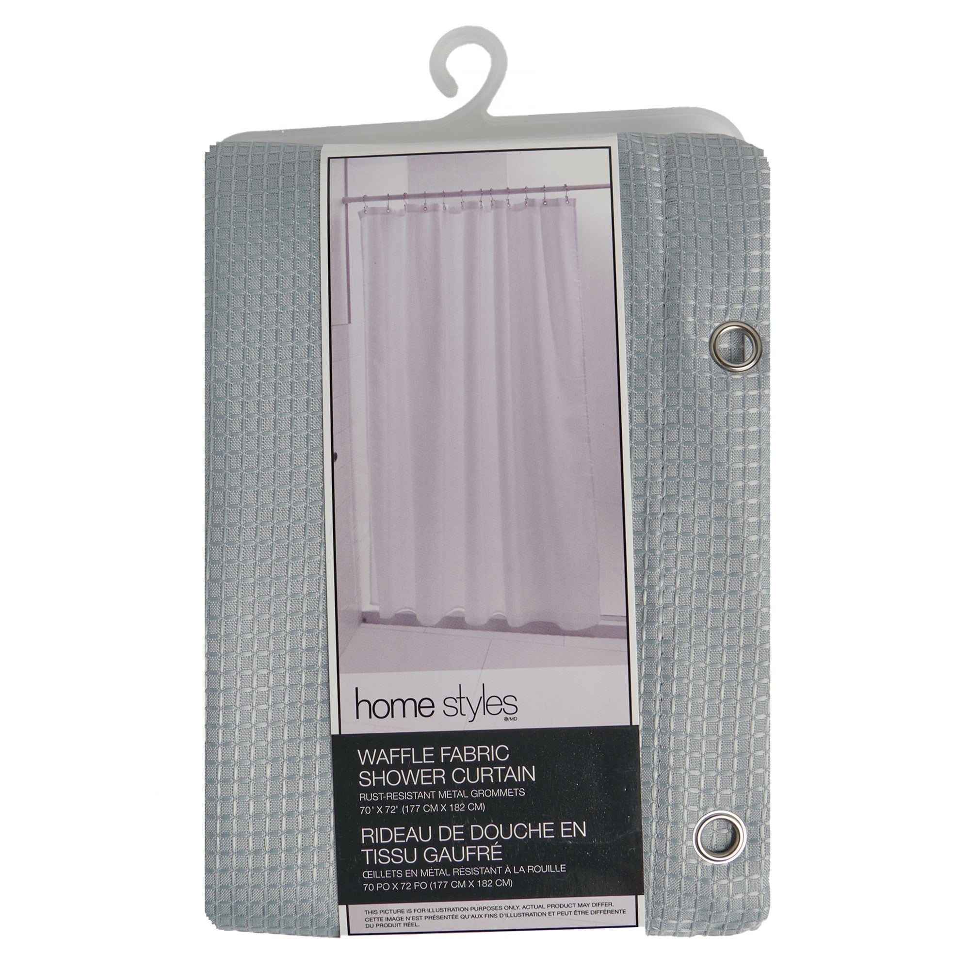 HomeStyles Waffle Fabric Shower Curtain, 72in., White and Grey Giant Tiger