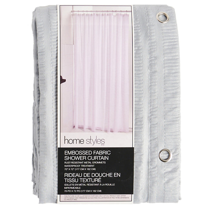 Rideau de douche texturé HomeStyle, 72 po, blanc et gris