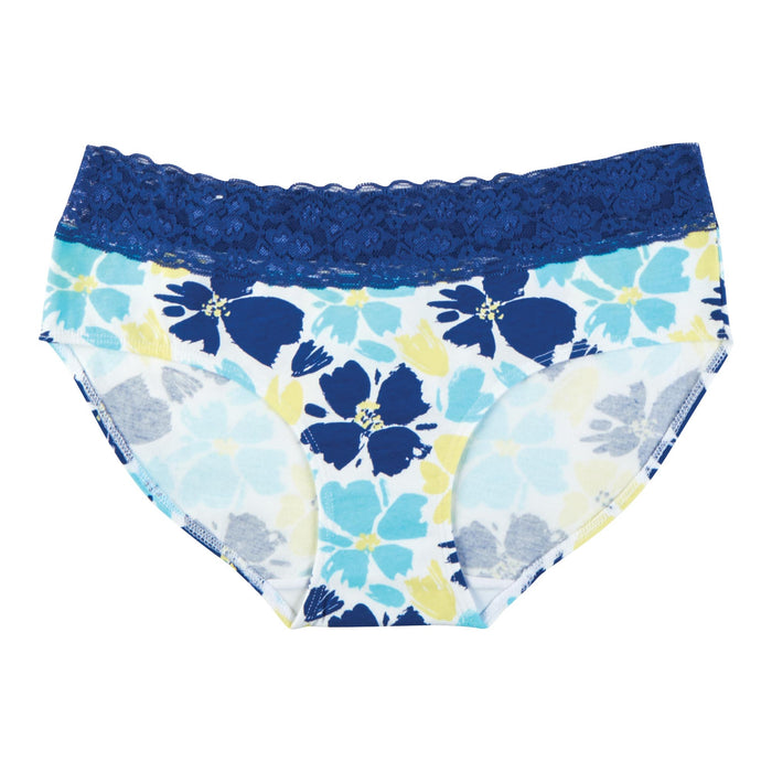 Culotte à taille basse imprimée en coton avec dentelle Carisma pour femmes