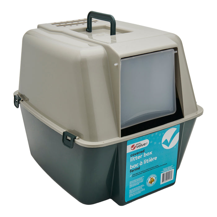 Bac à litière avec porte à rabat Giant Value, gris, 17,7 po x 14,6 po x 15,7 po