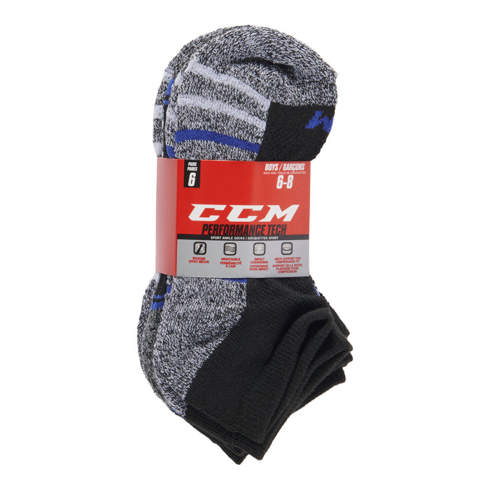Socquettes de sport CCM pour garçons, emb. de 6