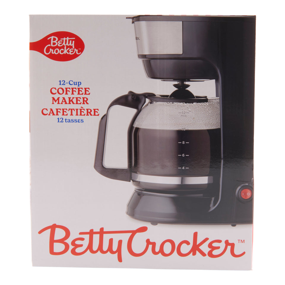 Betty Crocker 12 Cup Coffee Maker, Black and Silver, 1.9-qt – Giant Tiger