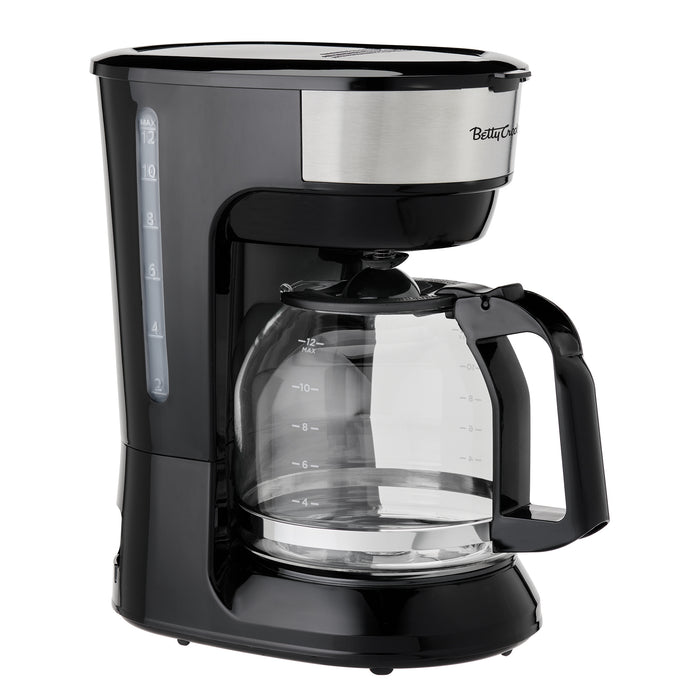 Betty Crocker 12 Cup Coffee Maker, Black and Silver, 1.9-qt