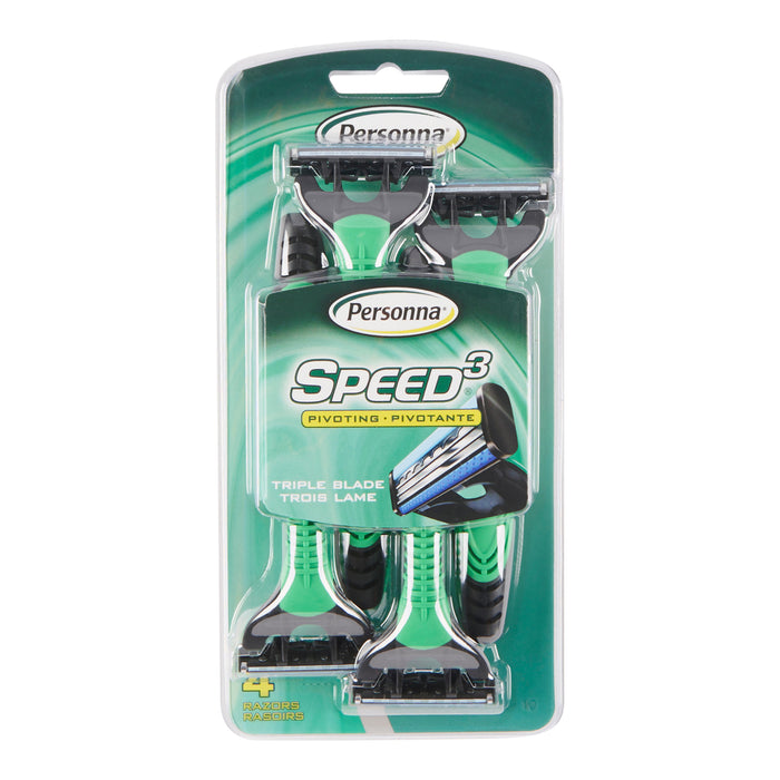Personna Men's Speed 3 Triple Blade Razors, 4-Pack