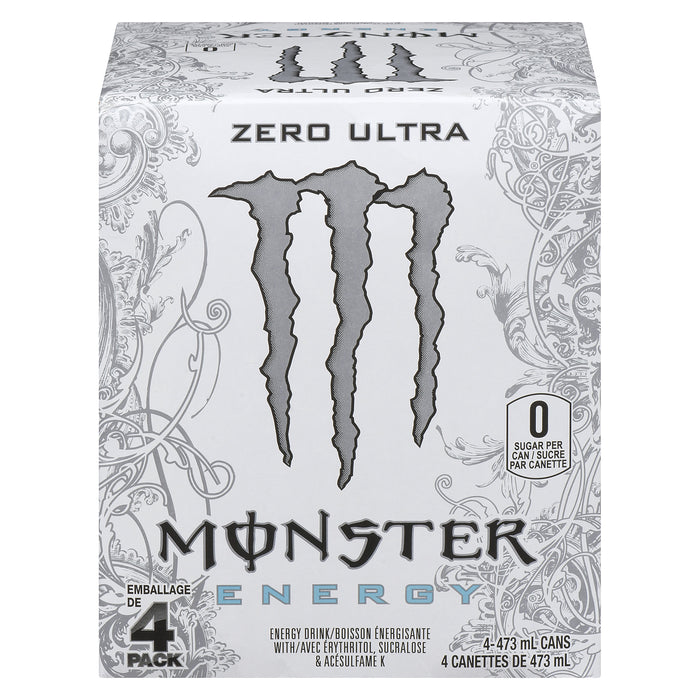 Monster Energy Drink Zero Ultra, 4-Pack, 473 ml