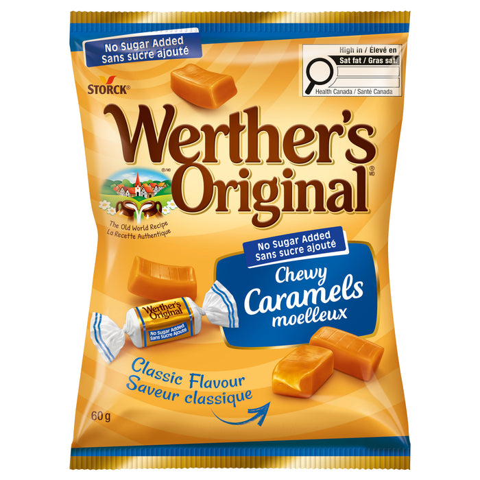 Werther's Original No Sugar Chewy Caramels, 60 g