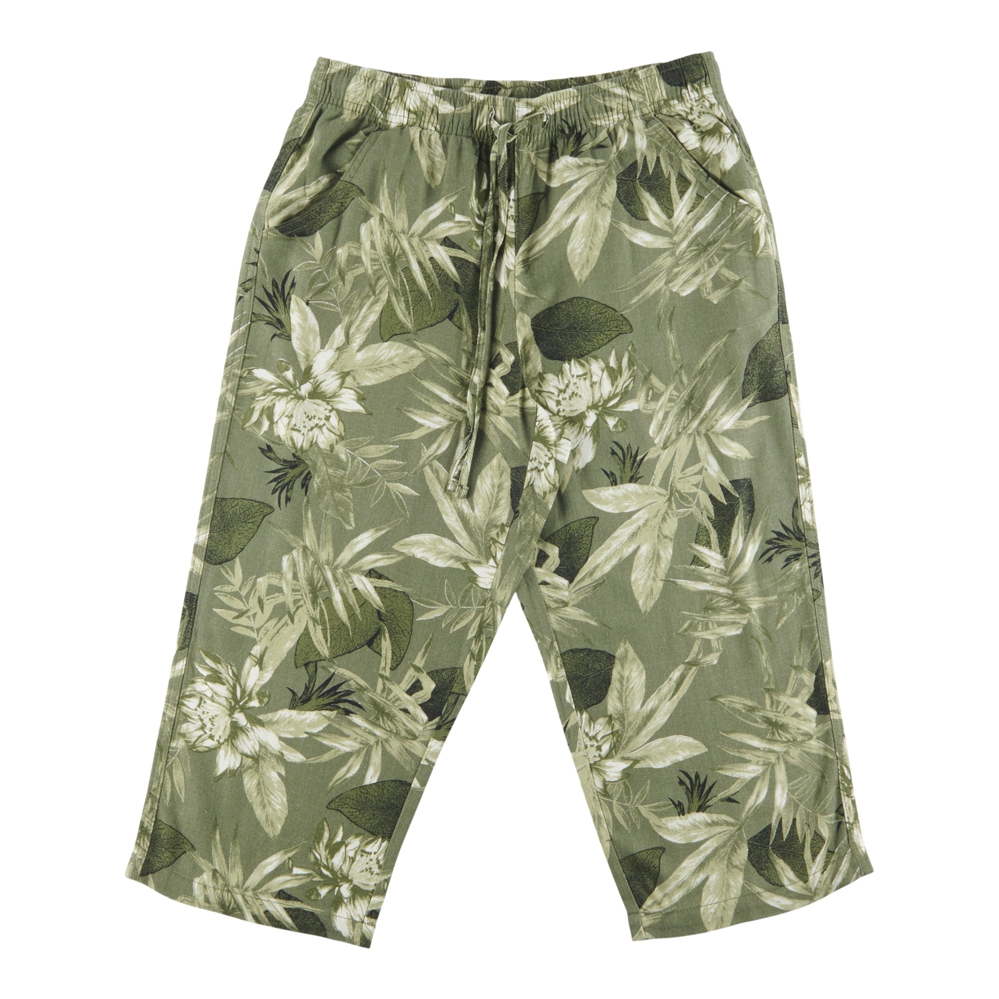 Classic Editions Women's Summer Look AllOver Print Linen Capri Pants