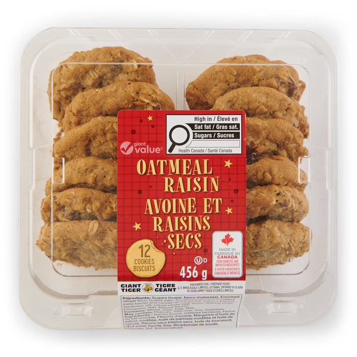 Biscuits avoine et raisins Marché Tigre Géant, 456 g