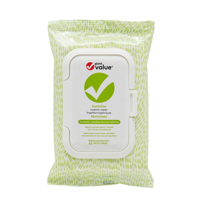 Giant Value Feminine Hygienic Wipes, 32-Pack