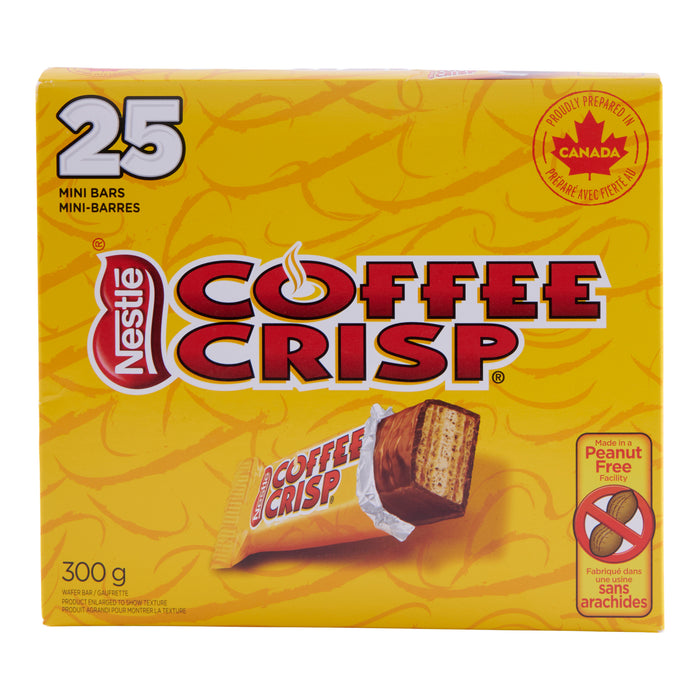 Friandises au chocolat Coffee Crisp de Nestlé, format collation, emballage de 25