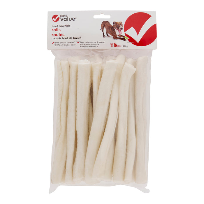 Giant Value Beef Rawhide Rolls, 16-Pack