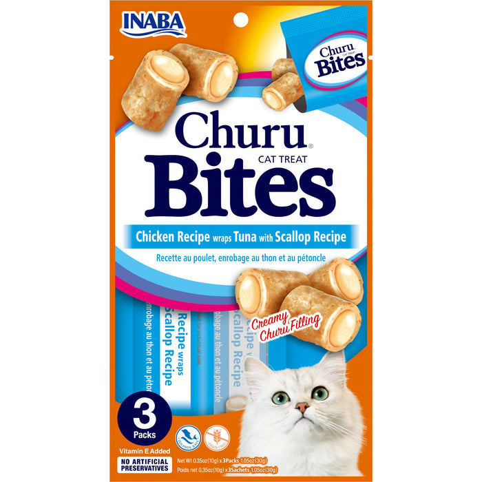 Inaba Churu Chicken Tuna with Scallop Cat Treats, 3-Pack, 30-g