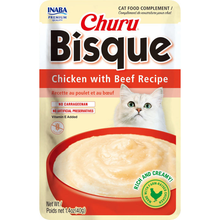 Inaba Churu Bisque nourriture pour chats poulet et boeuf, 40 g