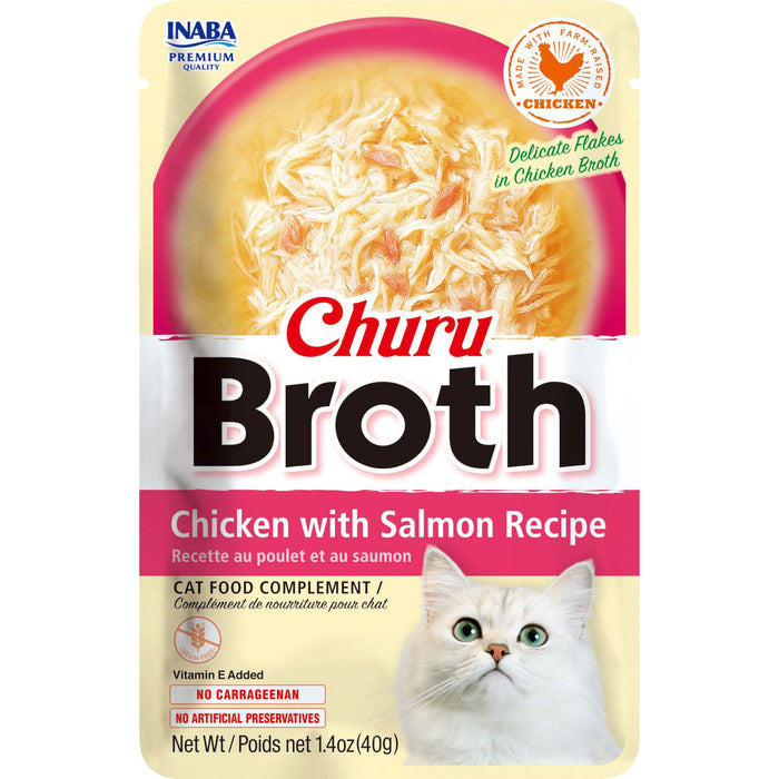 Inaba Churu Broth Chicken and Salmon Cat Food, 40-g