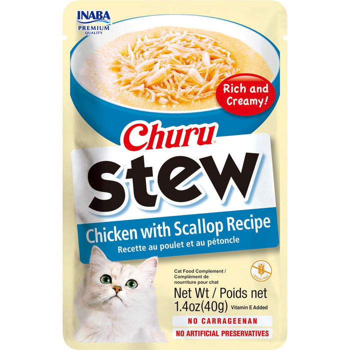 Inaba Churu Stew Chicken and Scallop Cat Food, 40-g