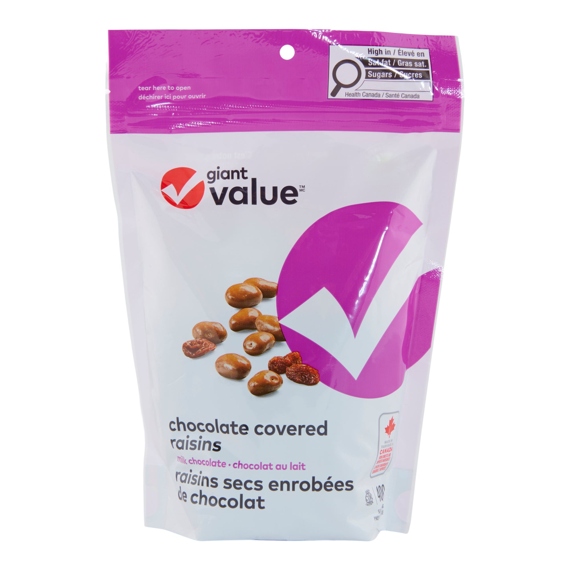 Giant Value Chocolate Covered Raisins, 400 g Giant Tiger