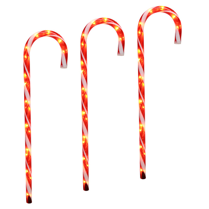Piquets de pelouse style canne en sucre, rouge et blanc - 26 po