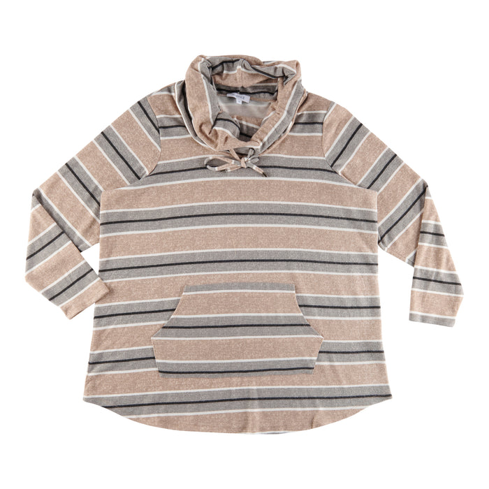 Haut à col rayé souple en tricot doux Odyssée taille Plus mySTYLE pour femmes